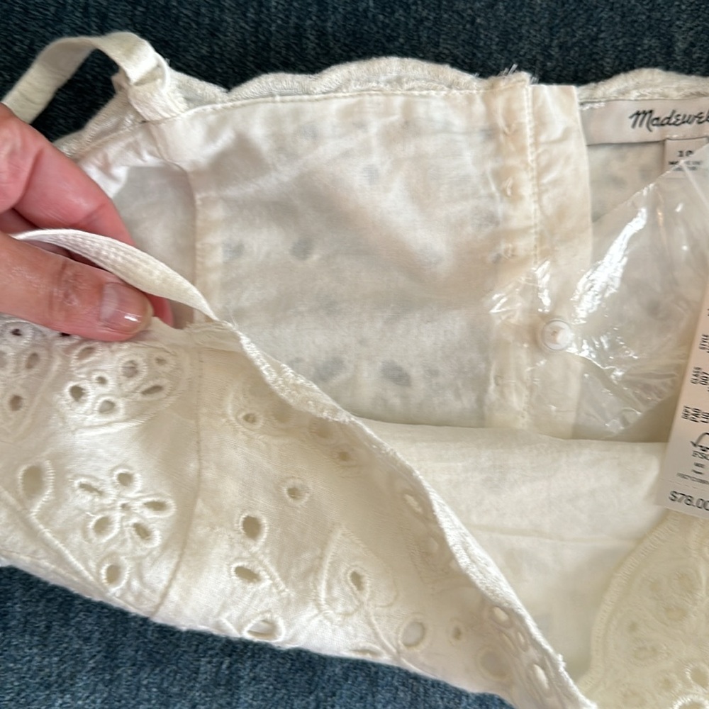 NWT! MADEWELL EYELET LINEN BLEND CROP TANK TOP - Picture 10 of 10